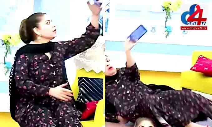 Mishi falls on live show while taking selfie